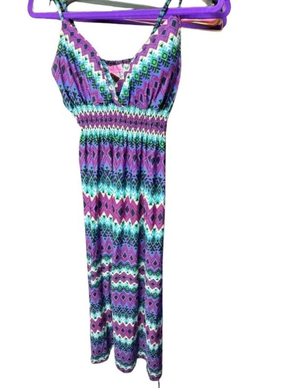 She's cool Womens Bold Geometric Print Maxi Dress M US 8-10 Multicolor